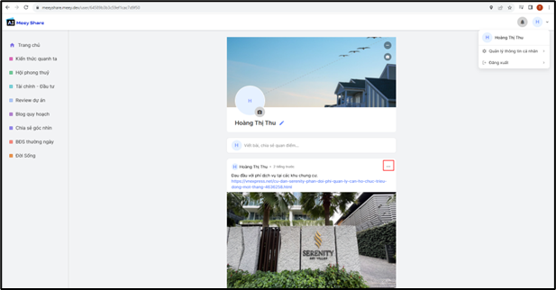 Chỉnh sửa bài đăng trên Meey Share