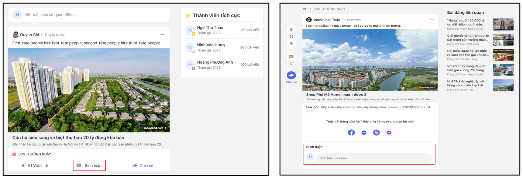 Bình luận tại bài đăng trên Meey Share