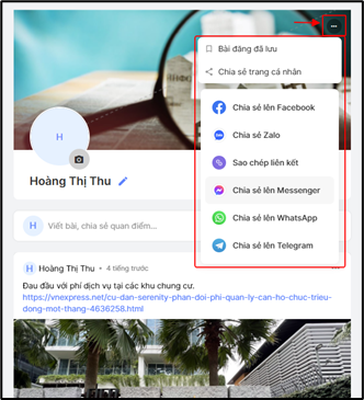 Xem bài đăng đã lưu và chia sẻ bài viết tại trang quản lý cá nhân