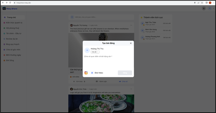 Tạo bài dăng trên Meey Share