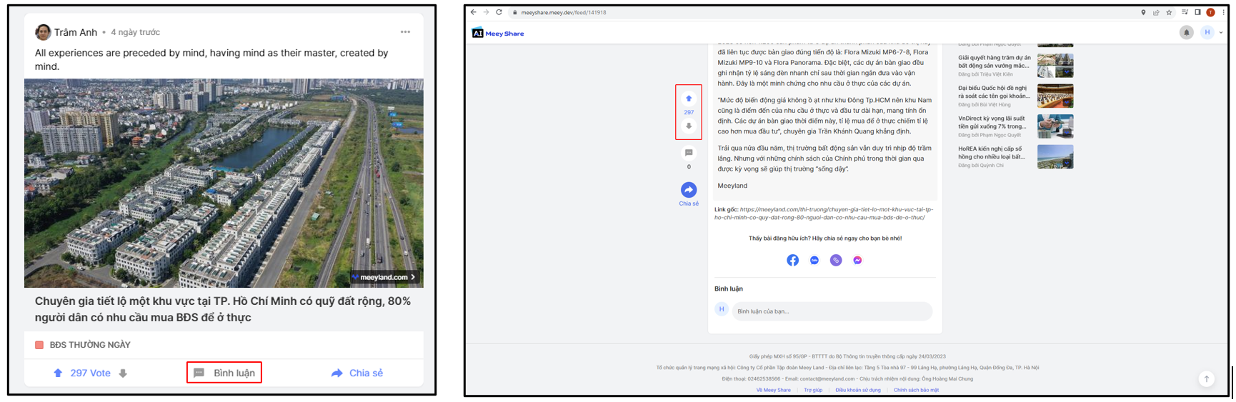  Vote bình luận tại bài đăng Meey Share